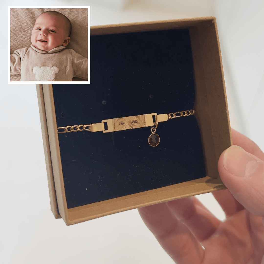 Picture Engraved Bracelet with Birthstone